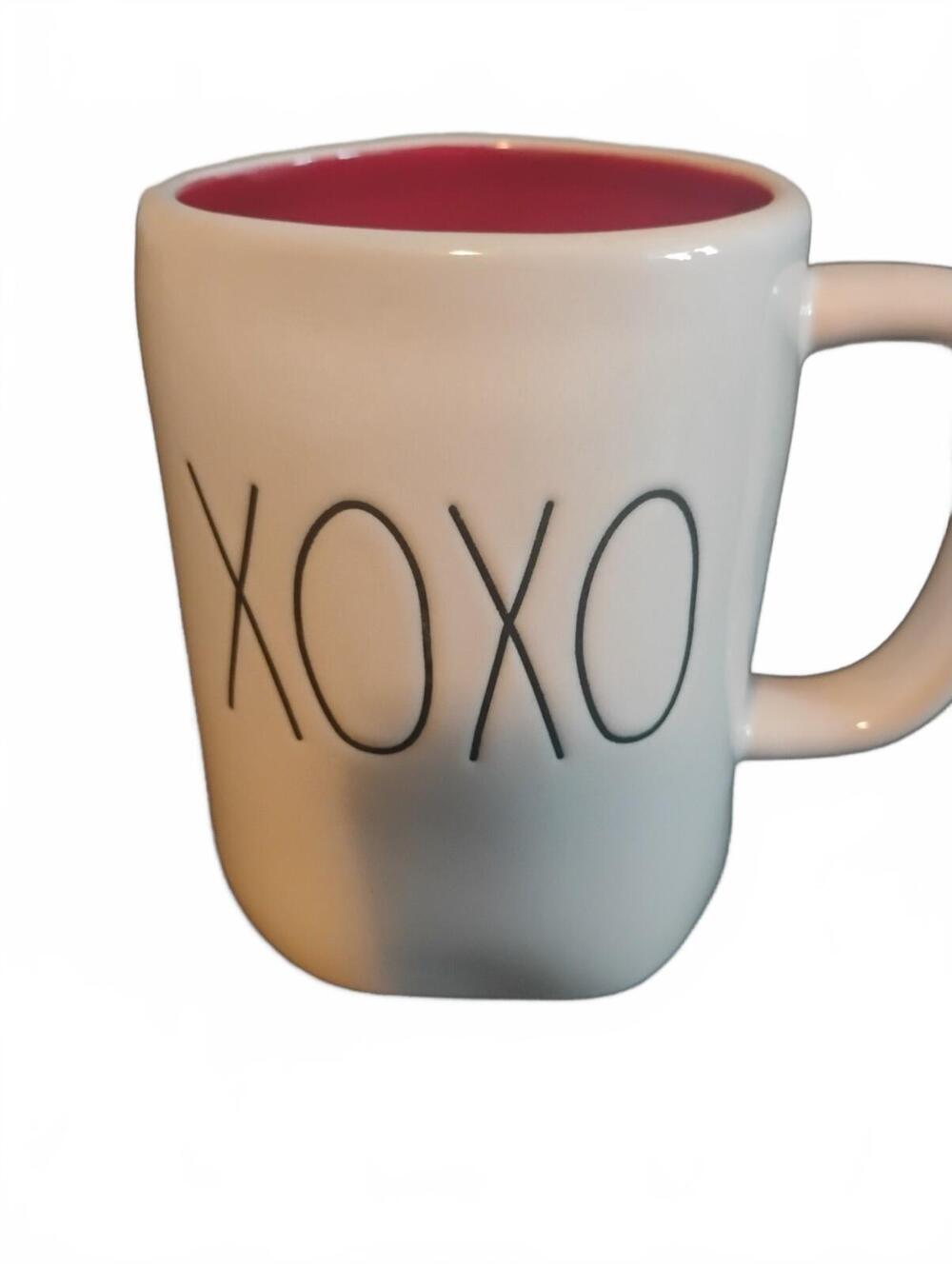 Rae Dunn XOXO Ceramic Mug White with Pink Interior Valentine's Day